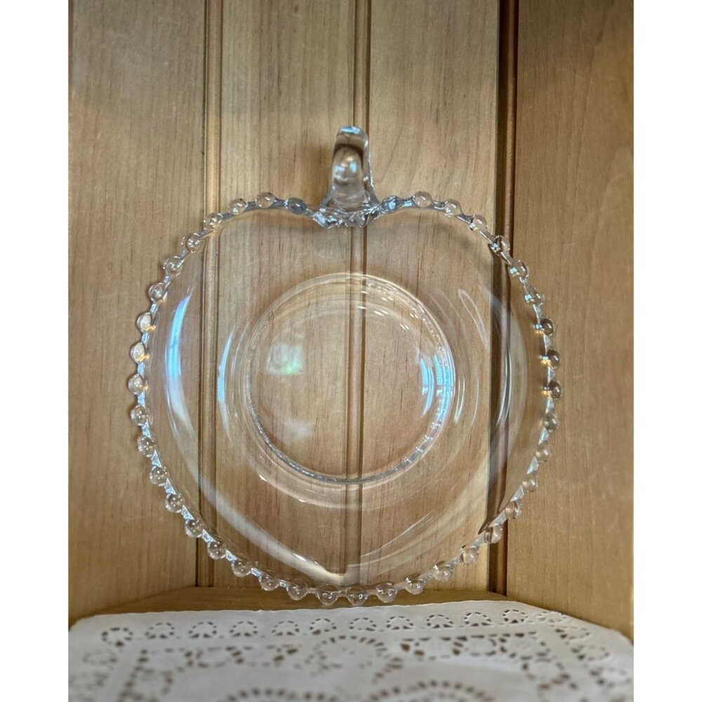 Imperial Glass Candlewick Boopie Vintage Glass Heart Shaped Plate Dish Handle